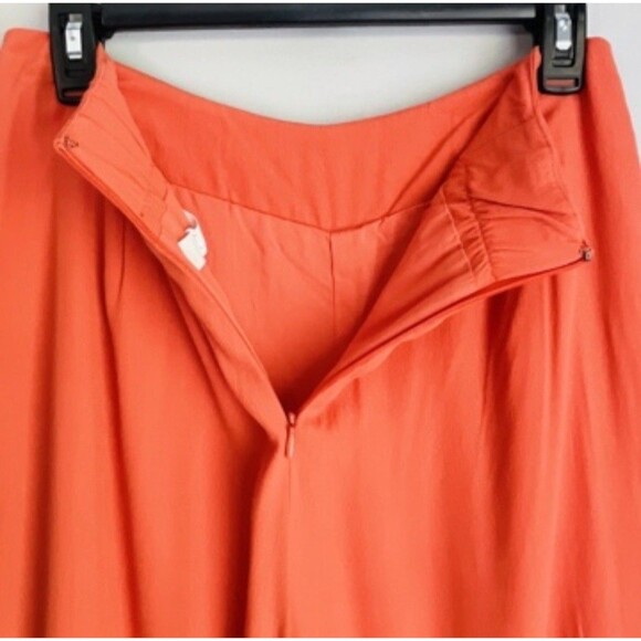 ASTR The Label Wide Leg Crop Trousers Medium Orange Viscose Flat Front Zip Back - Picture 9 of 14
